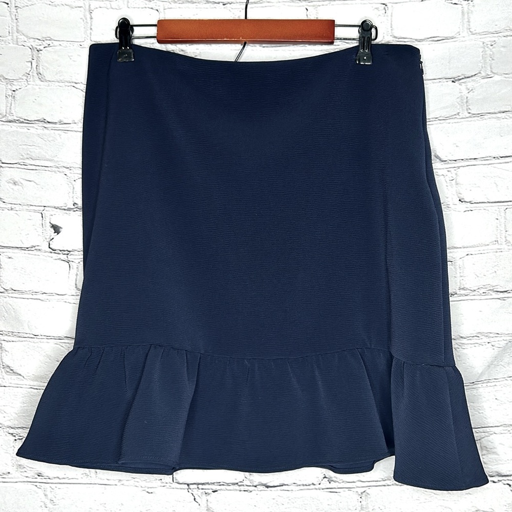 Tommy Hilfiger Navy Blue Ruffle Hem Skirt Size 14 Excellent Condition